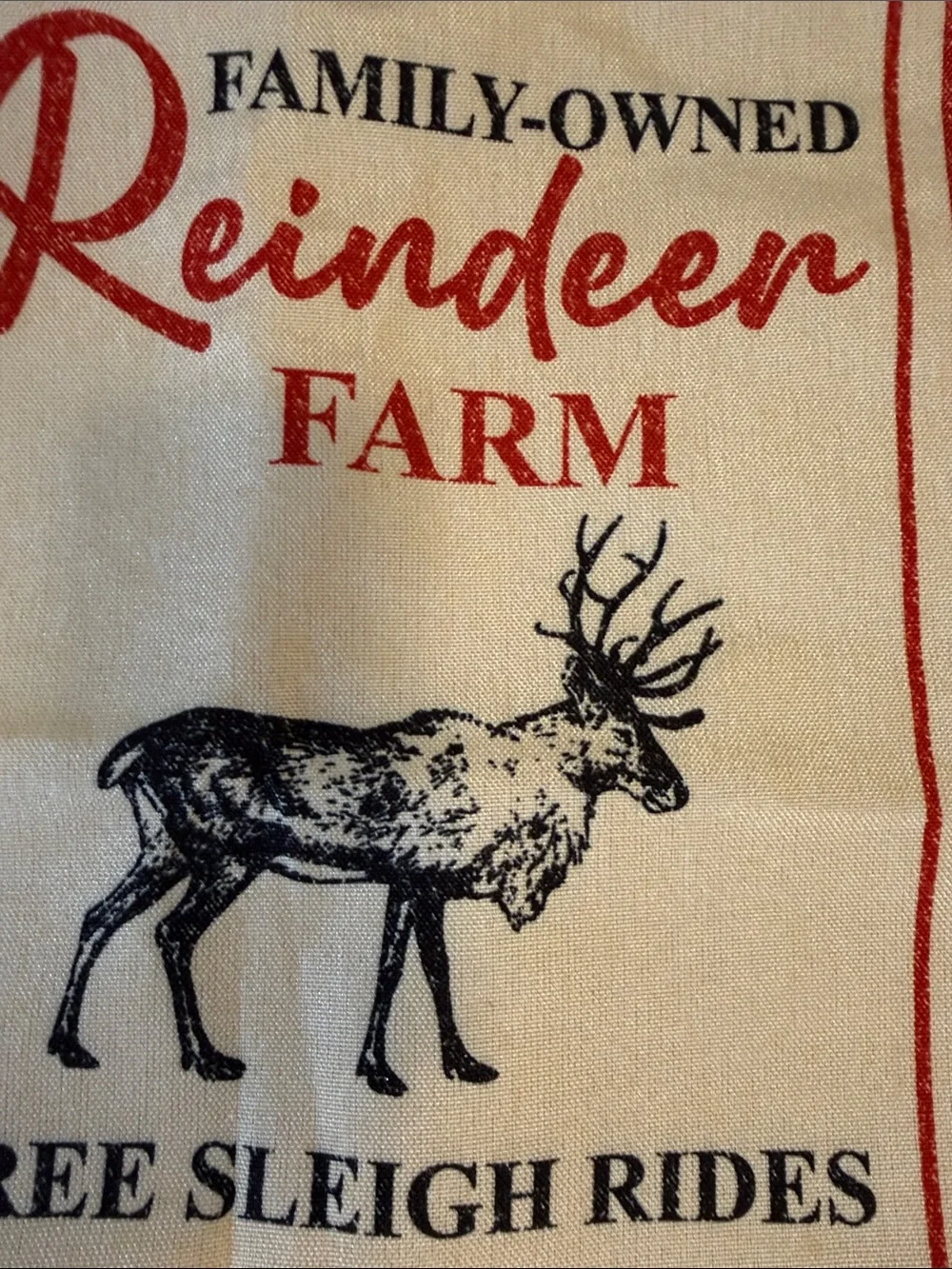 Reindeer Farm Holiday Pillow Cover - Red and Cream
